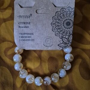 Henna Shoppe Citrine Bracelet 10 mm Stretch Happiness Memory Creativity NEW
